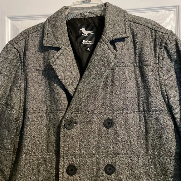 Modern Amusement mens gray pea coat size large - Picture 2 of 8